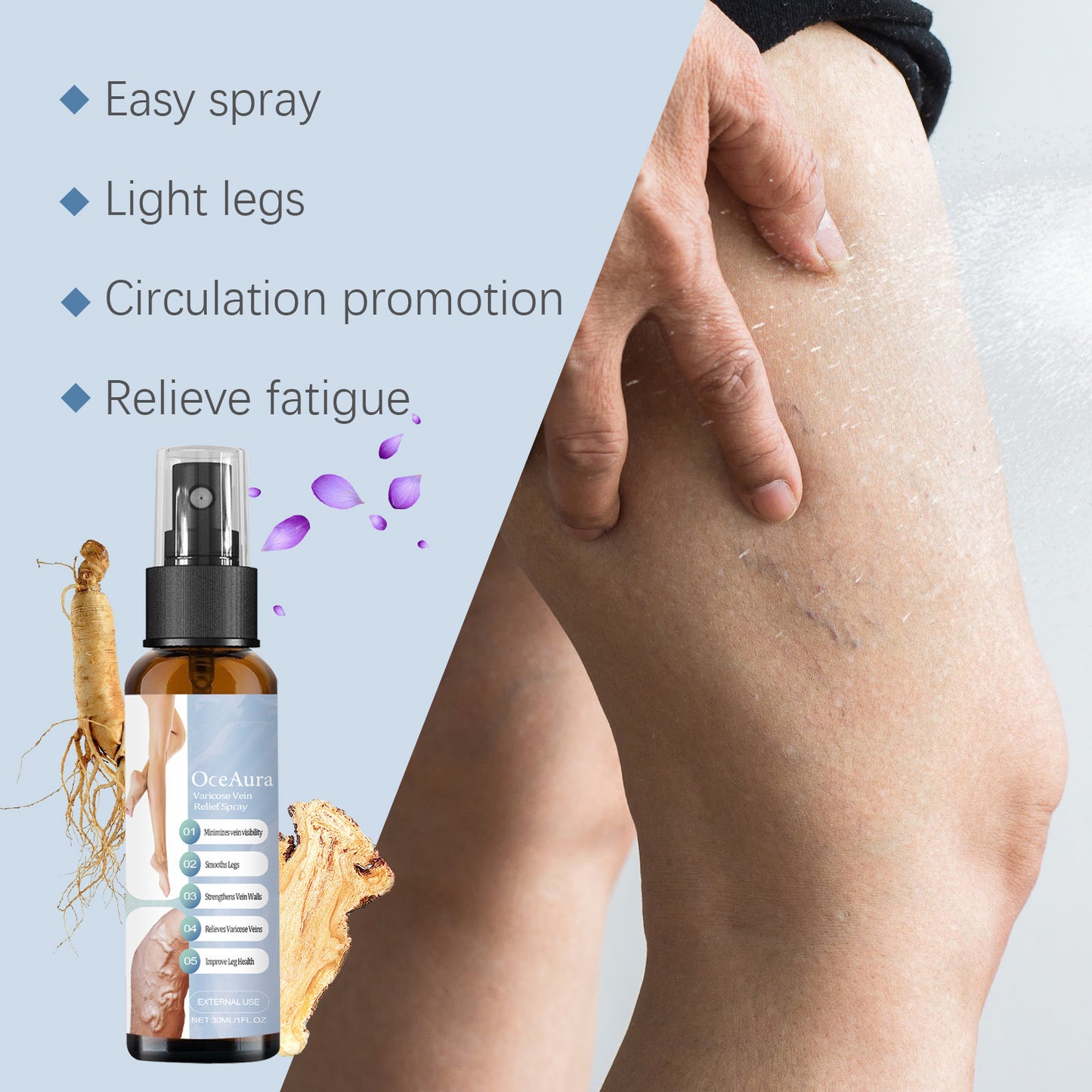 Leg Tension Relief Spray for Swelling, Soreness, and Vein Care